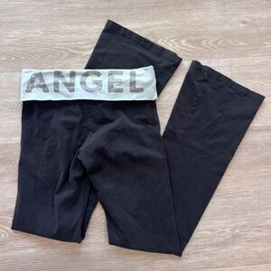 Y2K Victoria's Secret Fold-Over ANGEL Leggings Black-Size S